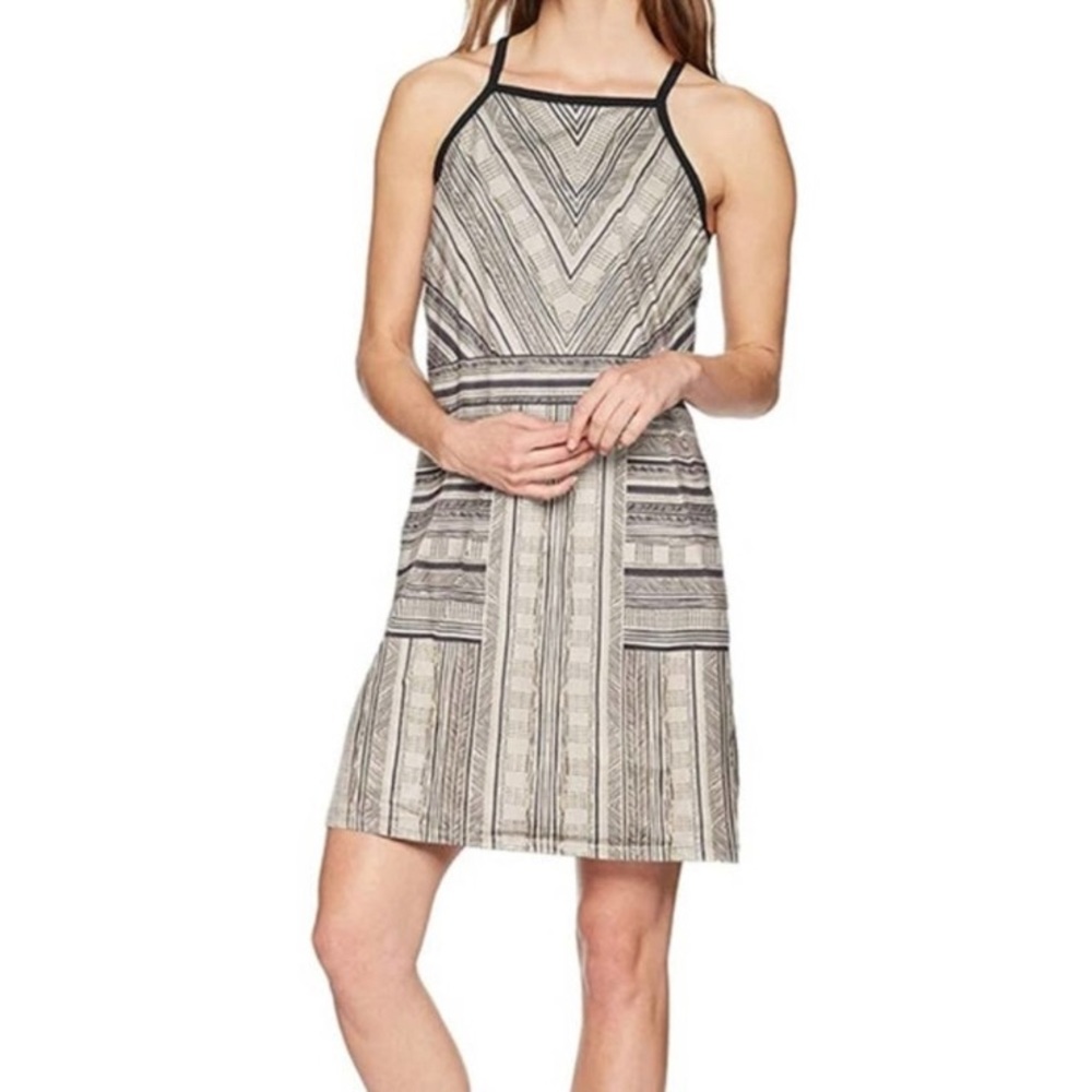 Prana Ardor Tan Black Sleeveless Strappy Mini Dress Women's Size Medium